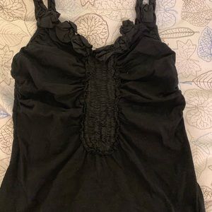 Anthropologie Bordeaux brand black rosette tank XS